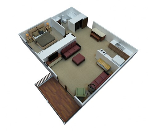Floor plan for 1 bed, 1 bath, 620 sqft